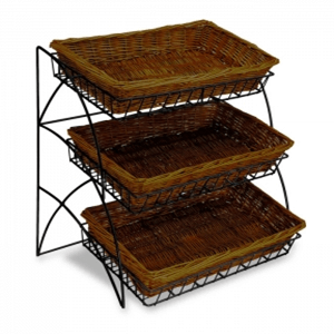 3-Tier Willow Basket Tray Display