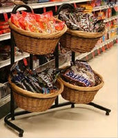 4 Basket Wicker Display With Sign Holders