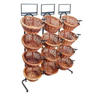 4 Tier 12 Round Willow Basket Display Rack