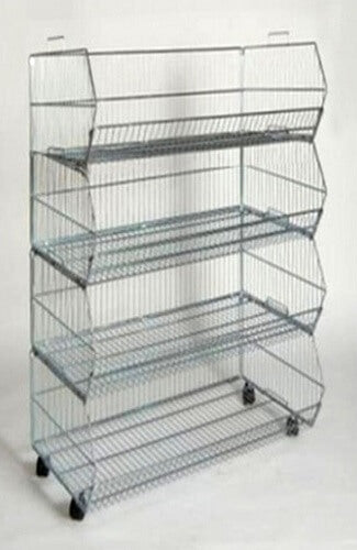 4-Tier Chrome Stacking Basket Display