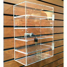 Small 5 Shelf Locking Slatwall Showcase