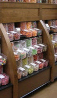 Wooden Candy Cabinet With Poly-Carbonate Scoop Bins