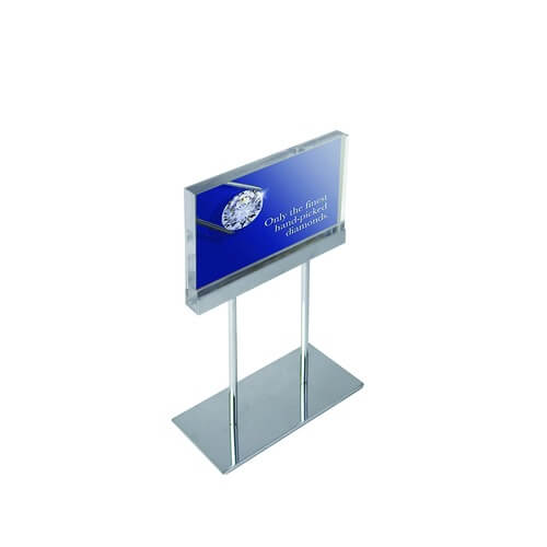 Acrylic Sign Holder On Chrome Stand - 8.5"W X 5.5"H