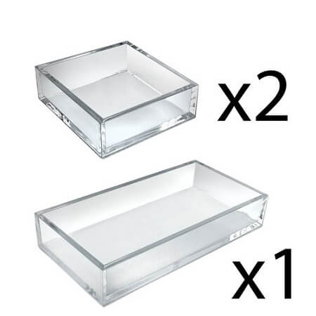 Clear Square 3pc Tray Set