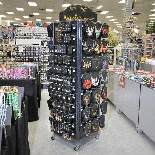 Pegboard Floor Display Square Tower with Wheels