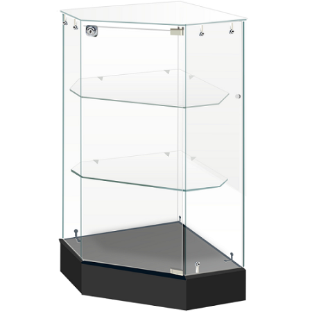 Frameless Corner Showcase With Locking Front