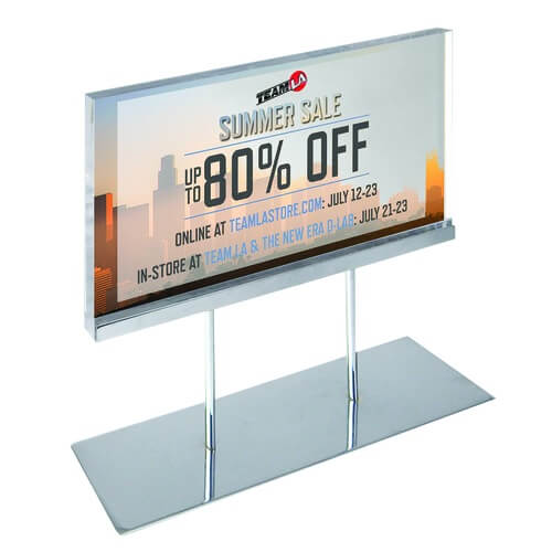 Acrylic Sign Holder On Chrome Stand - 17"W X 11"H