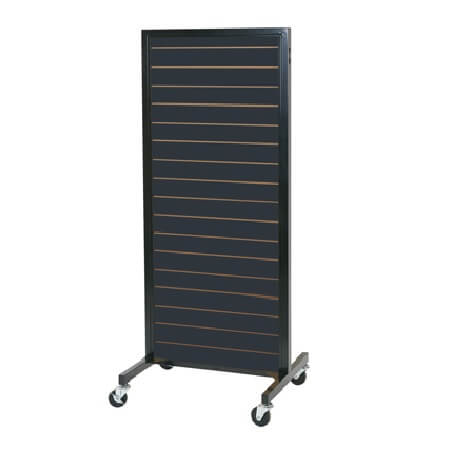 Metal Framed Rolling Black Slatwall Display