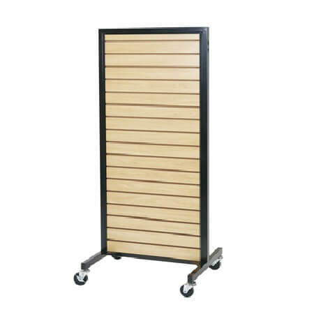 Metal Framed Rolling Maple Slatwall Display