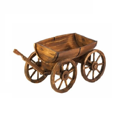 Wood Apple Barrel Planter Wagon