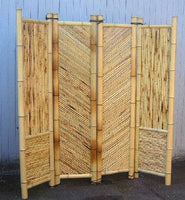 Four Panel Bamboo Screen Divider - 18" W Panel