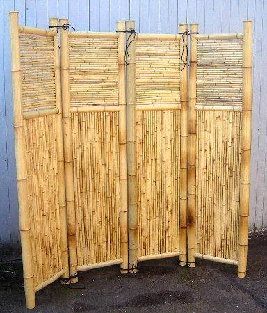 Bamboo Four Panel Screen Divider - 18" W Panel