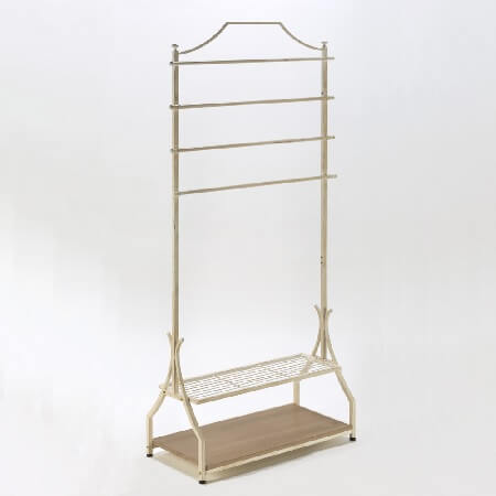 Clothing Rack With Bottom Shelves - Cream Finish