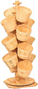 Countertop Wood Basket Tree - (14) eighth peck baskets