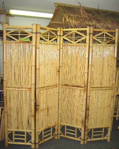 18" Four Panel Bamboo Screen Divider