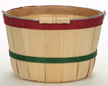 Half Peck Baskets - Red and Green Bands - 12ct