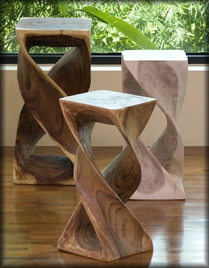 Hand Carved Double Twist Stand - 12in. x 23in.