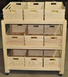 Large Wooden Display Rack With 9 Crates