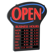 Lighted 'Open' With Business Hours Sign