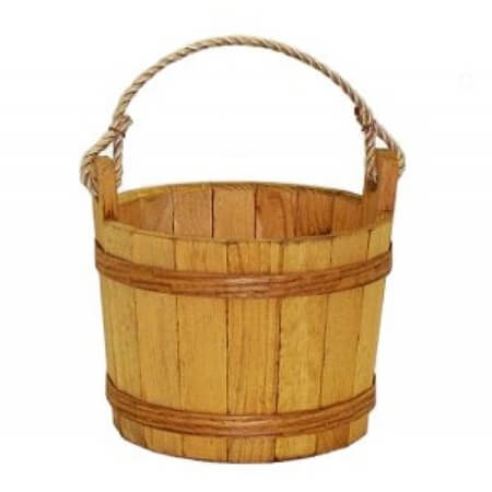 Medium Wooden Stained Buckets - 3ct