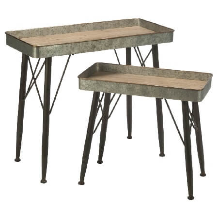 Metal Tray Display Tables - Set of 2