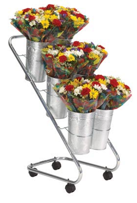 Mobile Flower Display w/Galvanized Vases & Liners