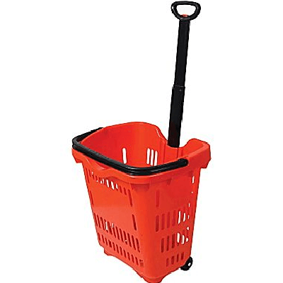 Plastic Red Rolling Shopping Baskets - 10ct