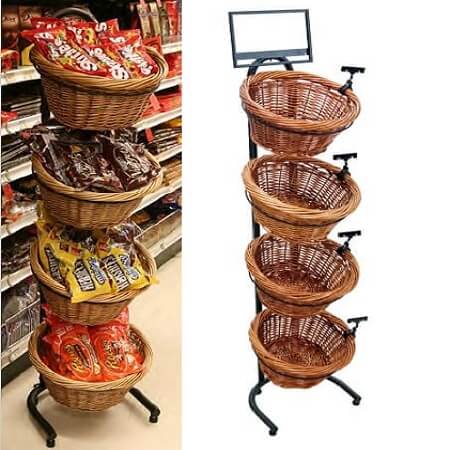 4 Basket Wicker Display