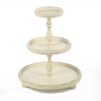 Round Wood 3-Tier Tabletop Display - Cream Finish