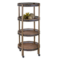 Rustic 4 Shelf Portable Display Cart