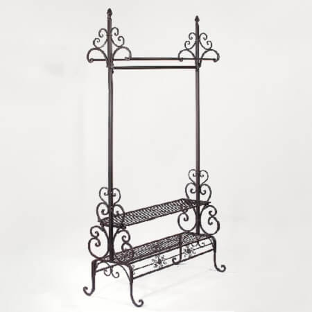 Scrolled Metal Clothing Rack - 2 Shelves