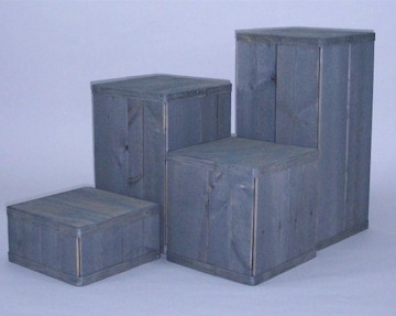 Square Wooden Pedestal 4 pc Set