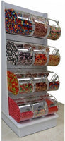 White Slatwall Candy Rack - 24 Round Face Bins