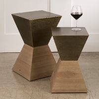 Wood and Metal Hourglass Table Set