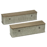 Wood and Metal Wall Shelves - Set of 2