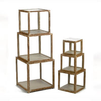 Wood Distressed Cube Risers - Set of 6