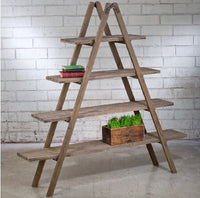 Wood Ladder A-Frame 4 Shelf Display