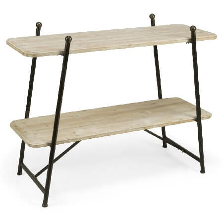 Wooden 2-Tiered Shelf Floor Stand