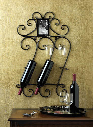 Wrought Iron Wall Wine Display